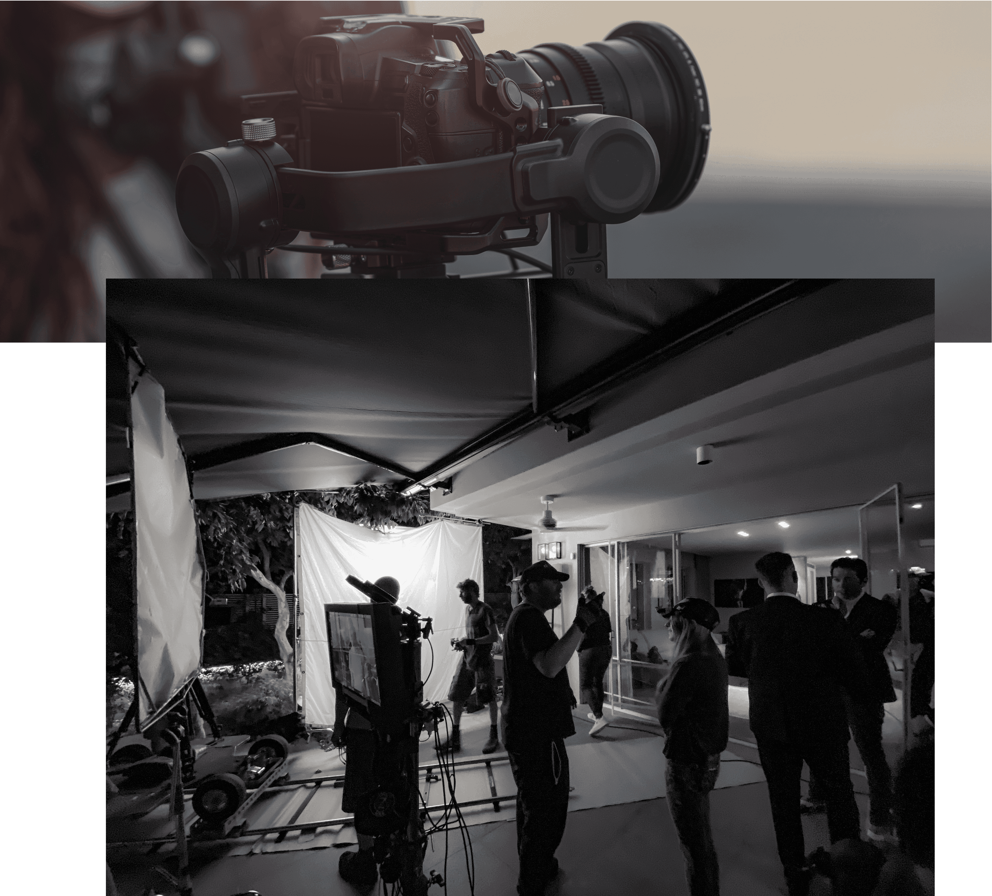 video production crew, equipment, set